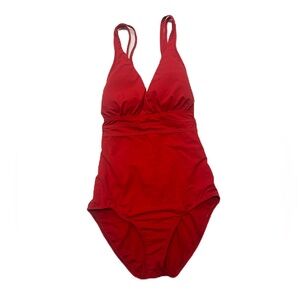 Athena Women’s One Piece Swimsuit Red Size 10 Flattering Padding Beach Pool Swim